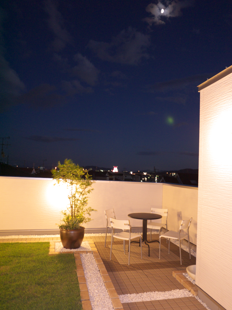 屋上庭園からの花火鑑賞